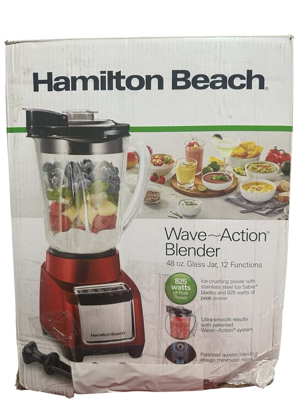 Hamilton Beach Wave-Action Blender 53519 Red 48 oz Glass Jar